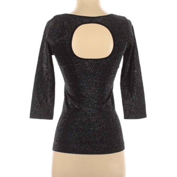Bebe metallic sparkly long sleeve top with cutout - Picture 6 of 7